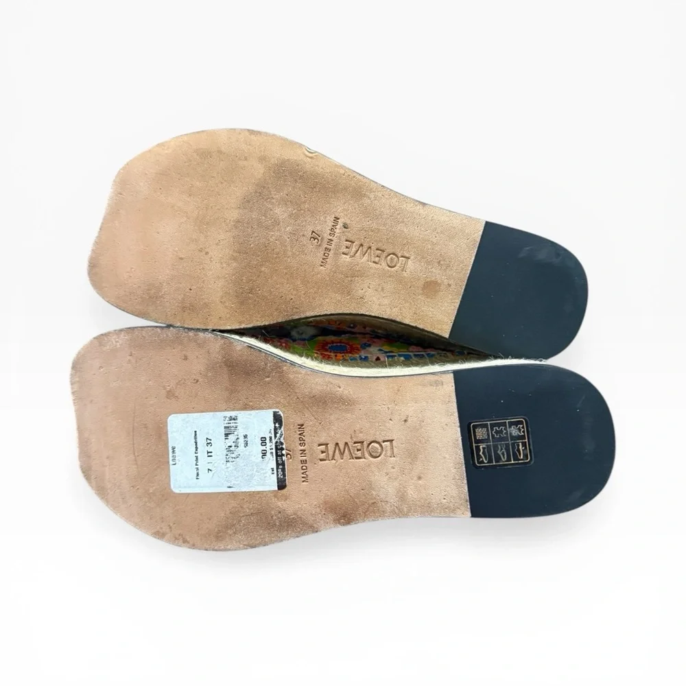 Loewe x Paula's Ibiza Petal Embroidered Canvas Platform Espadrille Mules EU 37